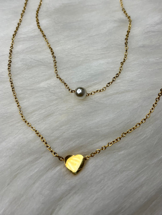 Pearls in heart Necklace