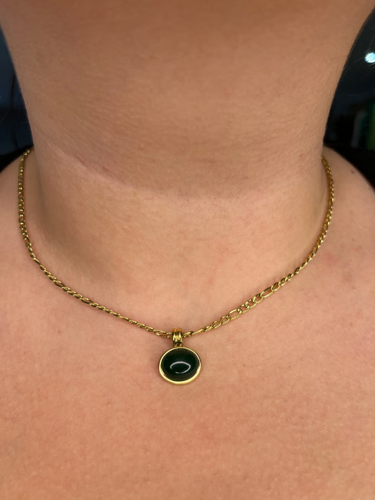 Dark green stone necklace