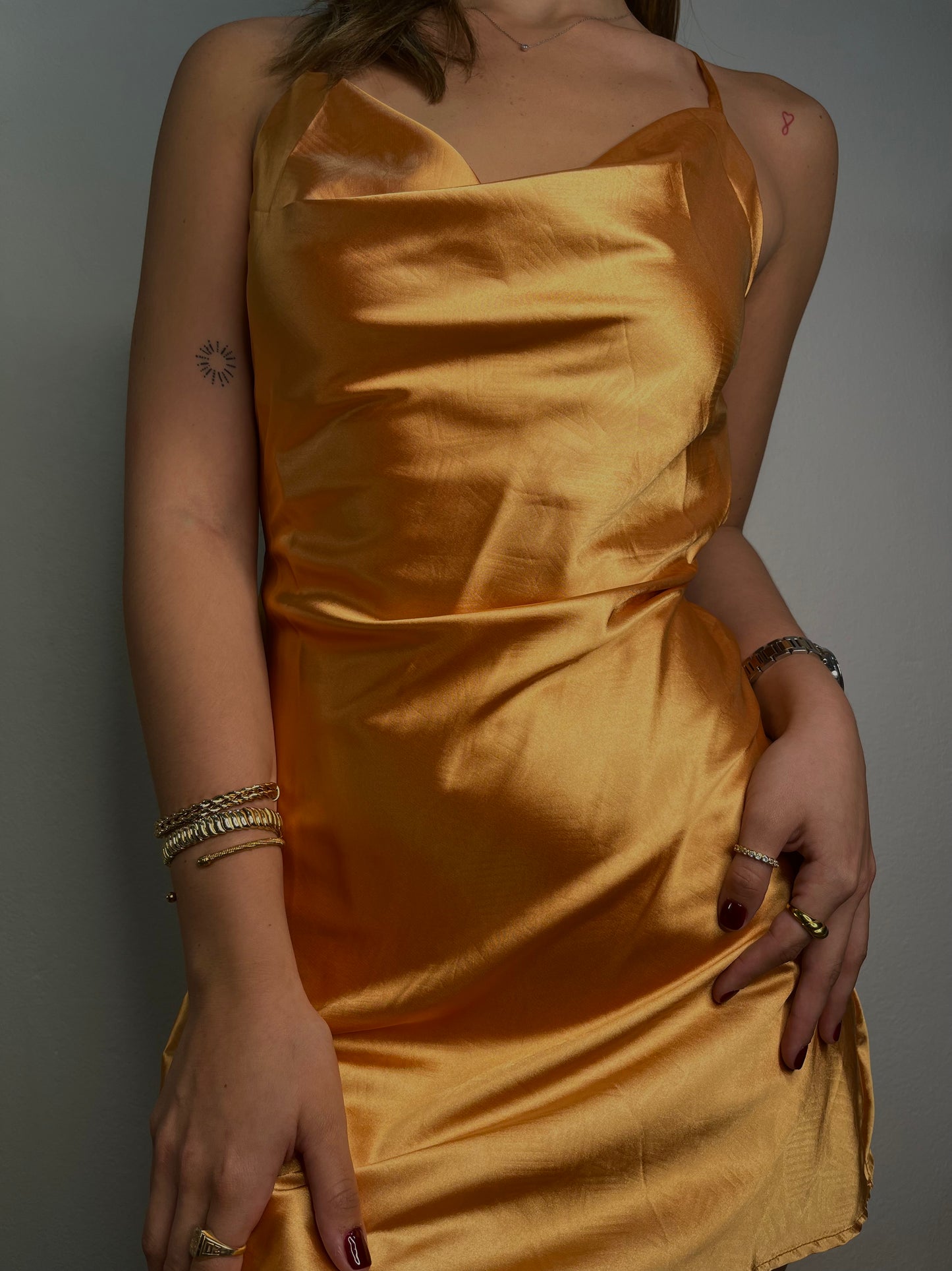 Tangerine satin dress