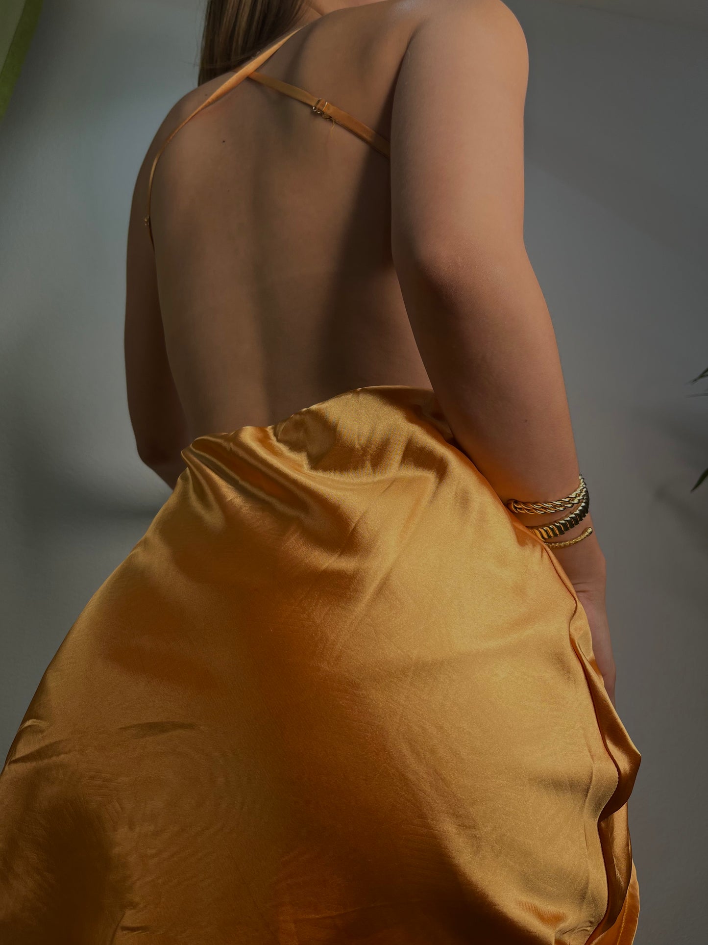 Tangerine satin dress