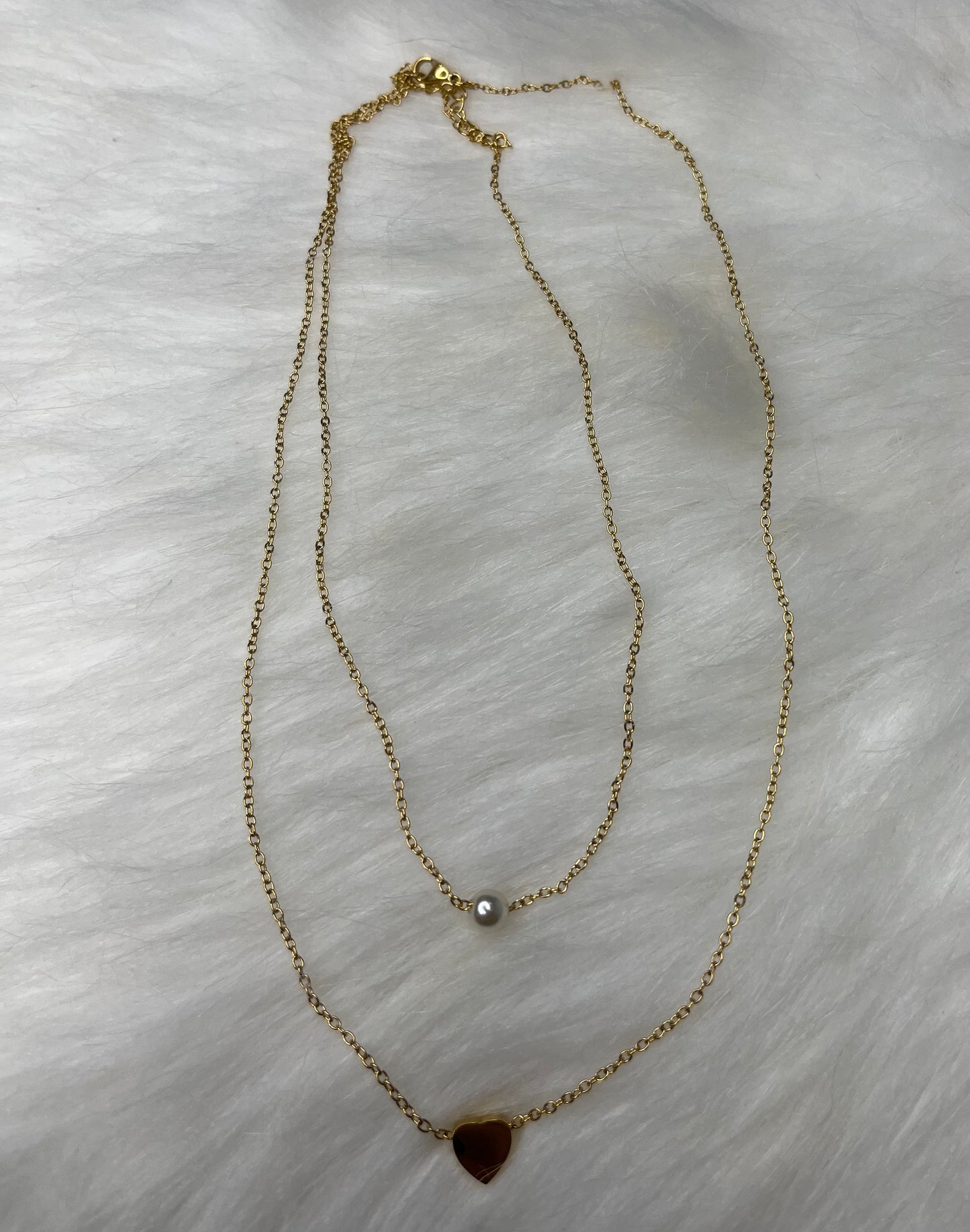Pearls in heart Necklace
