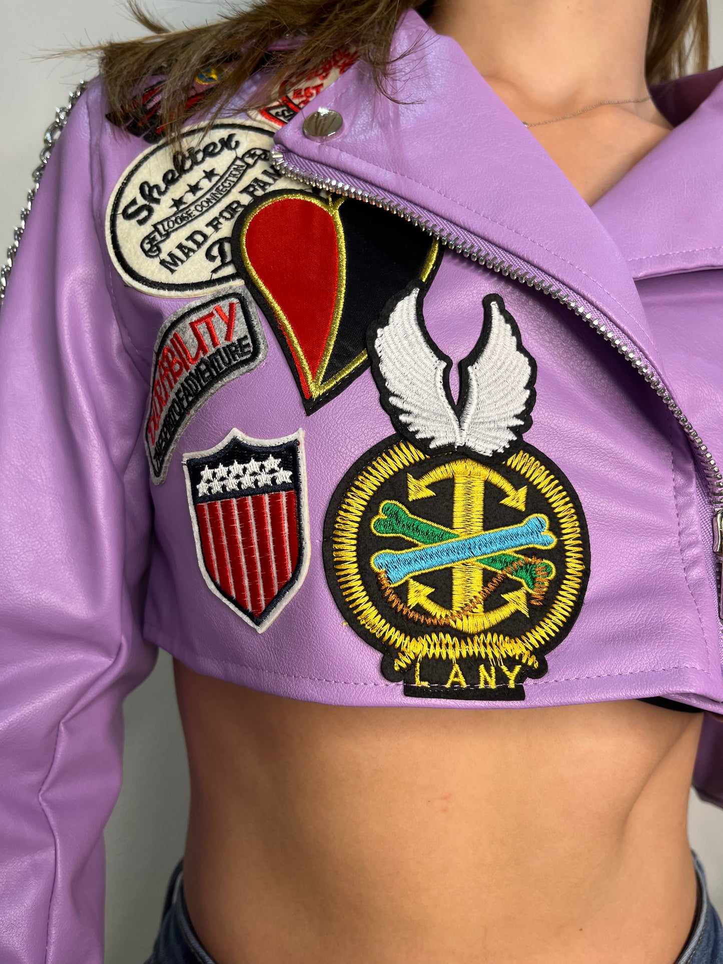 Purple Patch Leather Jacket