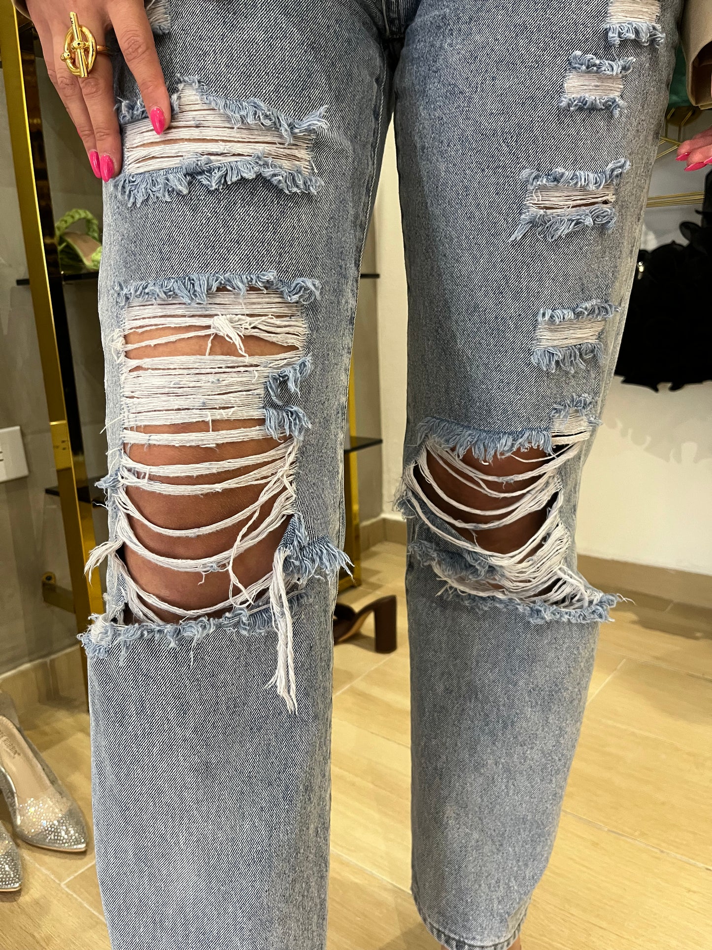 Distressed jeans