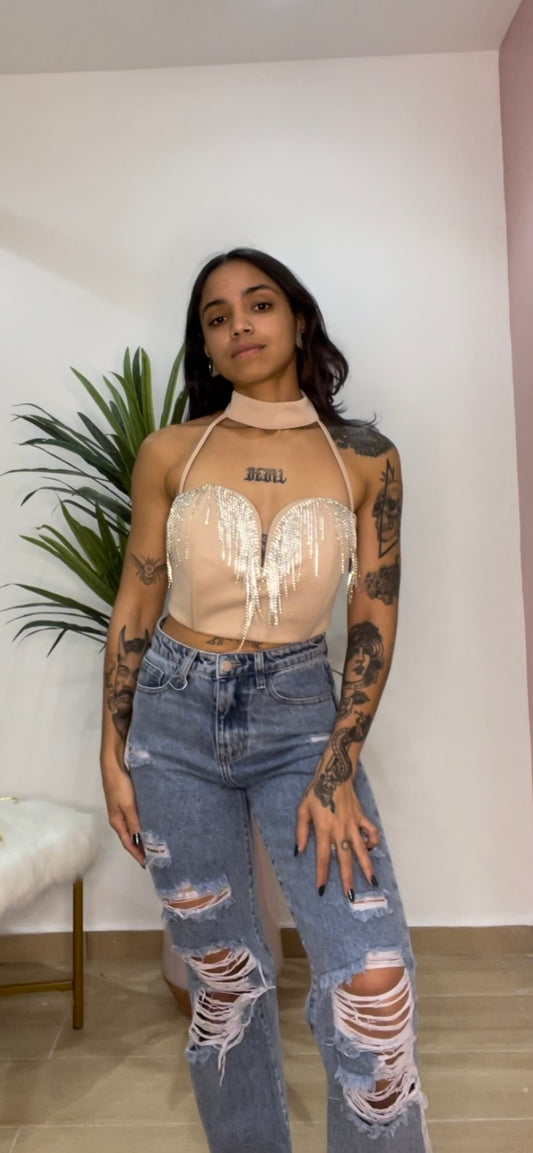 Nude choker top