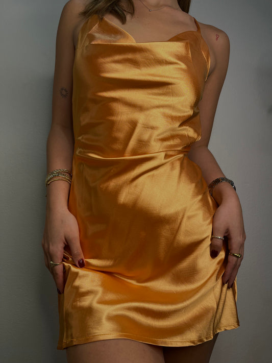 Tangerine satin dress