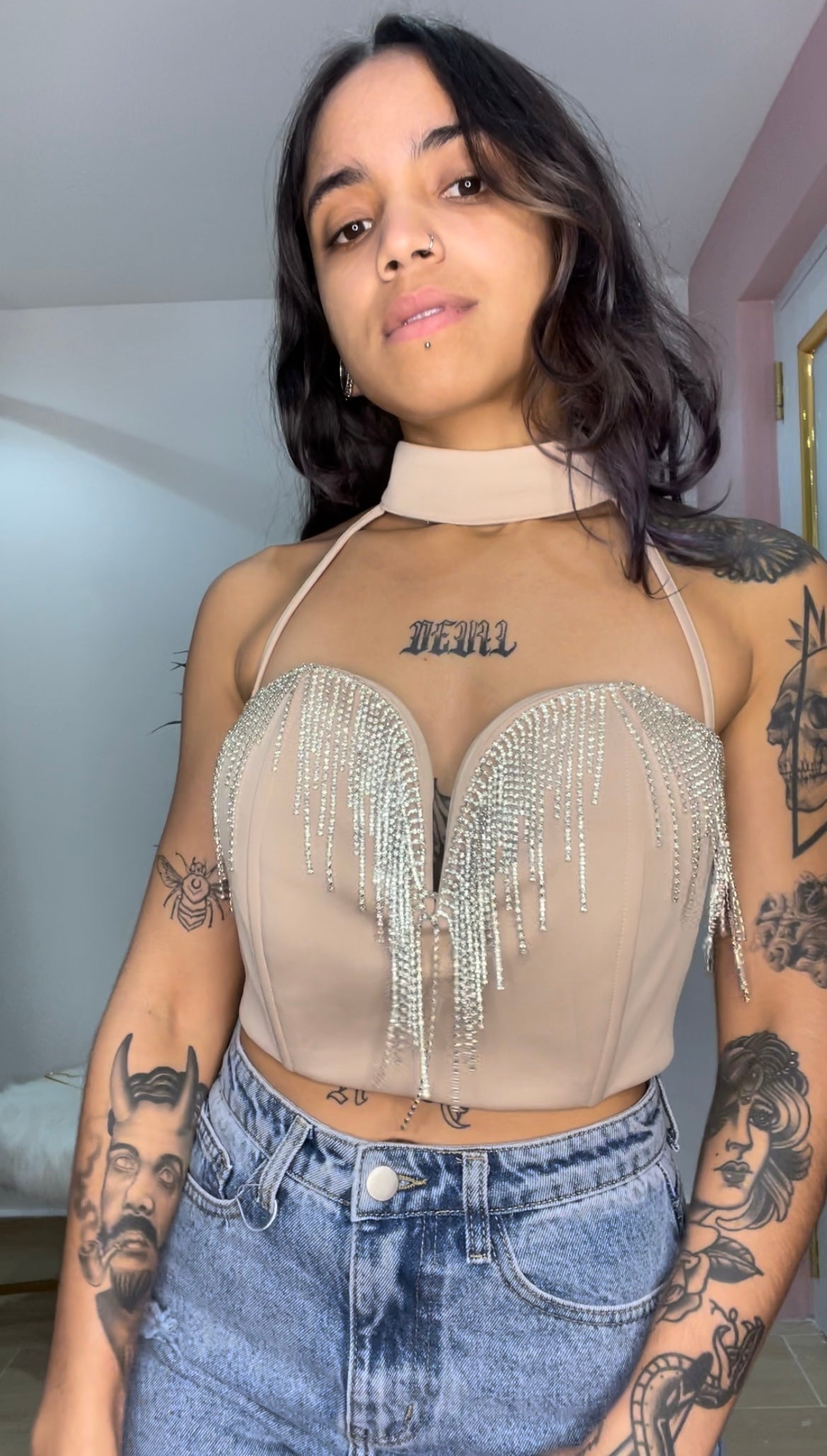 Nude choker top