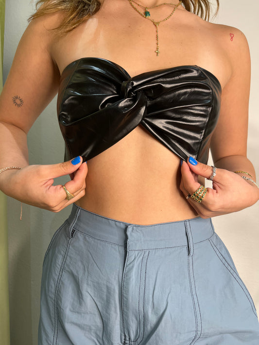 Leather bra